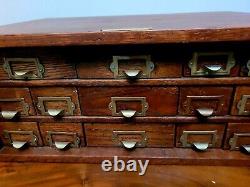 Antique Oak Mercantile Cabinet W C Heller Hardware Storage Fifteen Drawers