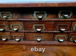 Antique Oak Mercantile Cabinet W C Heller Hardware Storage Fifteen Drawers