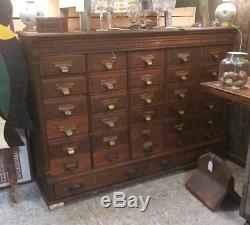 Antique Oak Multi Drawer File Cabinet