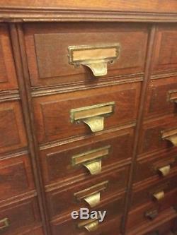 Antique Oak Multi Drawer File Cabinet