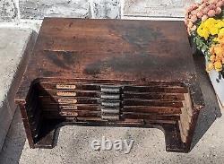 Antique Oak Multigraph Type Set Printer's Cabinet with 10 full Drawers