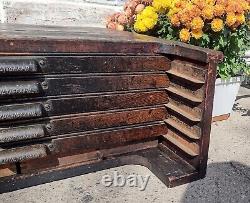 Antique Oak Multigraph Type Set Printer's Cabinet with 10 full Drawers