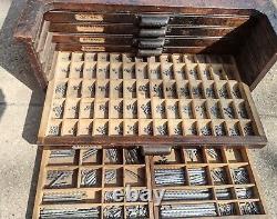 Antique Oak Multigraph Type Set Printer's Cabinet with 10 full Drawers