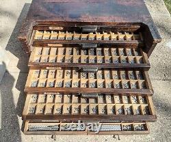 Antique Oak Multigraph Type Set Printer's Cabinet with 10 full Drawers