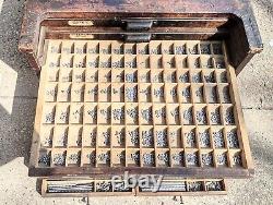 Antique Oak Multigraph Type Set Printer's Cabinet with 10 full Drawers