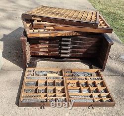 Antique Oak Multigraph Type Set Printer's Cabinet with 10 full Drawers