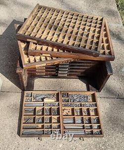 Antique Oak Multigraph Type Set Printer's Cabinet with 10 full Drawers