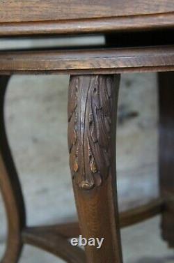 Antique Oak Octagonal Rotating Showcase Vitrine Bijouterie Display Cabinet Table
