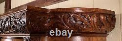 Antique Oak R. J. Horner Serpentine Glass Oak China Cabinet with Lion Heads