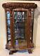 Antique Oak Rj Horner Serpentine Glass China Cabinet With Lion Heads