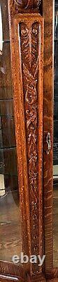 Antique Oak RJ Horner Serpentine Glass China Cabinet with lion heads