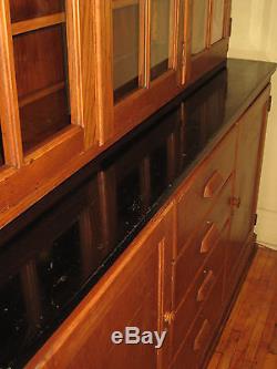 Antique Oak School Cabinet Step Back Cupboard China Bookcase E H Sheldon 1920's