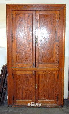 Antique Oak Schoolhouse Built-In Cabinet, Architectural Salvage, Bead Board