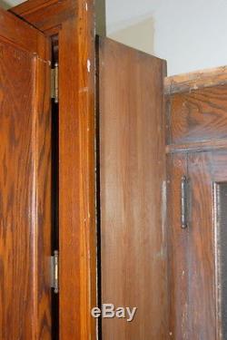 Antique Oak Schoolhouse Built-In Cabinet, Architectural Salvage, Bead Board