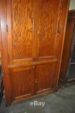 Antique Oak Schoolhouse Built-In Cabinet, Architectural Salvage, Bead Board