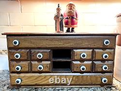 Antique Oak Spool Cabinet 10 Drawers, Great for Jewelry. Small Items