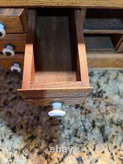 Antique Oak Spool Cabinet 10 Drawers, Great for Jewelry. Small Items