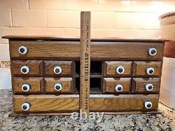 Antique Oak Spool Cabinet 10 Drawers, Great for Jewelry. Small Items