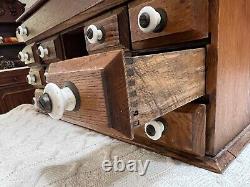 Antique Oak Spool Cabinet 10 Drawers, Great for Jewelry. Small Items