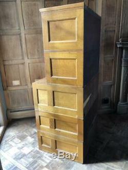 Antique Oak Stacking Cabinet, Flat File Storage Cabinet with Doors, Apothecary