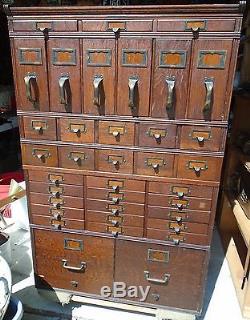 Antique Oak Stacking File Cabinet 40 Drawers- needs base Original Finish
