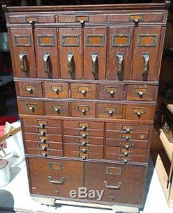 Antique Oak Stacking File Cabinet 40 Drawers- needs base Original Finish