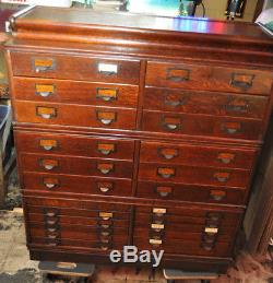 Antique Oak Stacking Globe Parts Storage Cabinet