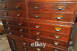 Antique Oak Stacking Globe Parts Storage Cabinet