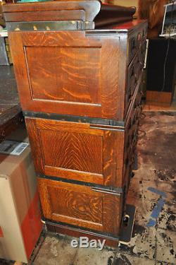 Antique Oak Stacking Globe Parts Storage Cabinet