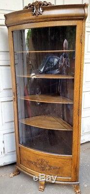 Antique Oak Victorian Corner China Cabinet