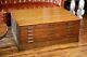 Antique Oak Wood Flat File Document Map Cabinet 4 Drawer Apothecary Industrial