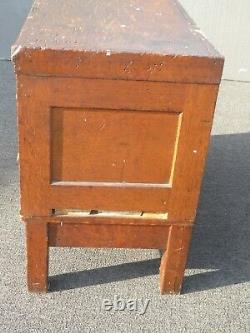 Antique Oak Wood Industrial Rustic Six Drawer Card Catalog File Cabinet