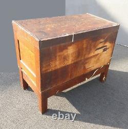 Antique Oak Wood Industrial Rustic Six Drawer Card Catalog File Cabinet