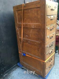 Antique Oak Wood Library Soul Maker Bureau File Clerk Cabinet 8 Drawer
