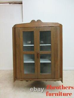 Antique Oak chestnut Hanging Corner Cabinet Cupboard Display Hutch