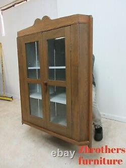 Antique Oak chestnut Hanging Corner Cabinet Cupboard Display Hutch