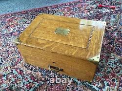 Antique Oak silverware chest dated June 1st 1899