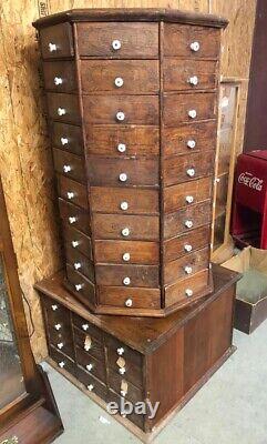 Antique Octagonal Hardware Cabinet 104 Drawers Turn Of The Century Top Spins