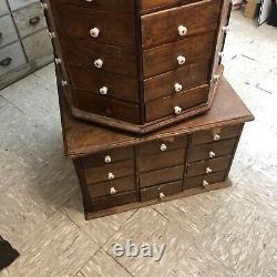 Antique Octagonal Hardware Cabinet 104 Drawers Turn Of The Century Top Spins