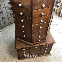 Antique Octagonal Hardware Cabinet 104 Drawers Turn Of The Century Top Spins