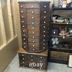 Antique Octagonal Hardware Cabinet 104 Drawers Turn Of The Century Top Spins