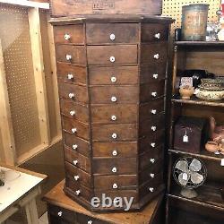 Antique Octagonal Hardware Cabinet 104 Drawers Turn Of The Century Top Spins