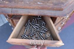 Antique Octagonal Hardware Store Bolt & Screw Rotating Cabinet with 80 Drawers