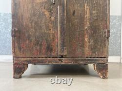 Antique Old 19th c. American Folk Art Rustic Country Primitive Spice Cabinet
