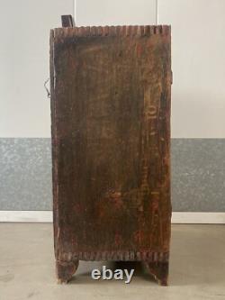 Antique Old 19th c. American Folk Art Rustic Country Primitive Spice Cabinet