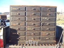Antique Old Wood Library Filing Cabinet