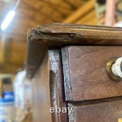 Antique Optometrist Visionary, Glasses, Wooden Chest Holder / Spool Cabinet RARE