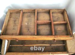 Antique Optometry Eye Glass 4 Drawer Storage Cabinet Oak 10 H x 23 L x 11 W