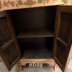 Antique Oriental Wood 2-Door Butterfly Chinese wedding cabinet