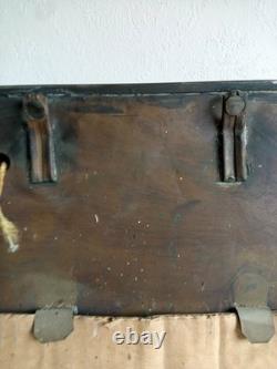 Antique Original French Brass Wall Display Cabinet Mirror Back Lions Head Rare